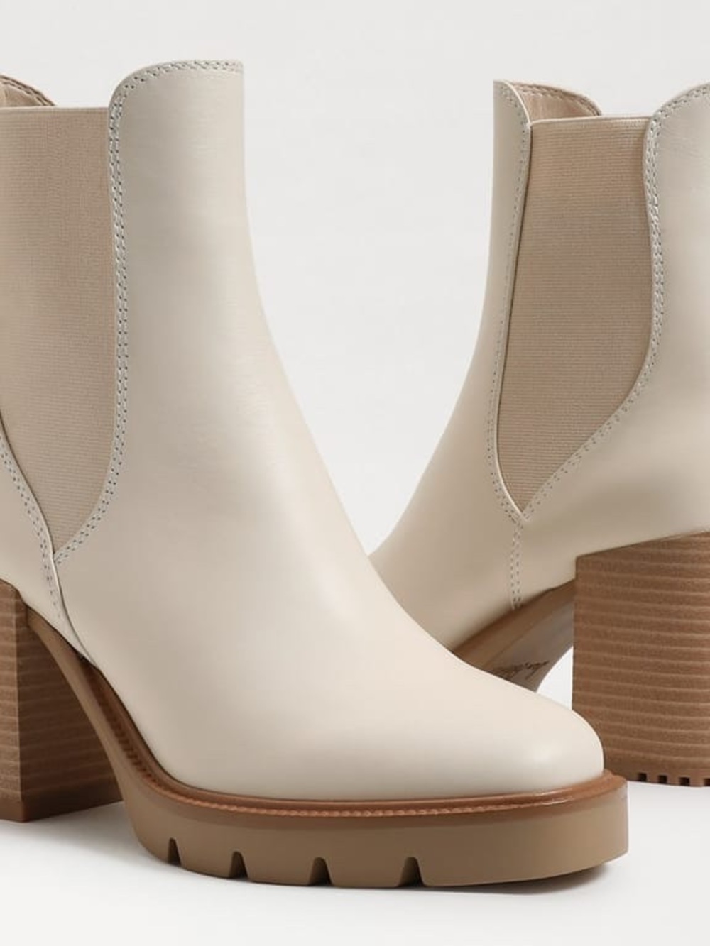Sam Edelman Cream Chelsea Lug Heel Booties Brand New